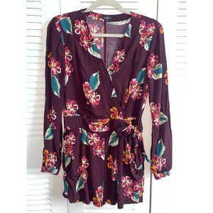LOFT Women’s Floral Wrap Romper Dress Sz 00 Sleeveless V-Neck Lightweight Summer